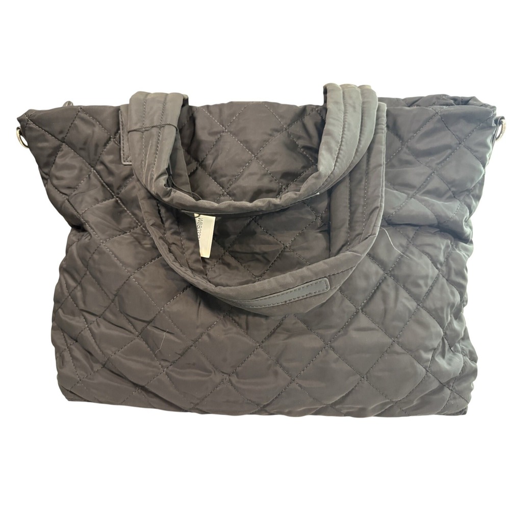 Westbronco Quilted Tote Bag Black Nylon Large Shoulder Bag Travel Work NWT - Picture 2 of 5